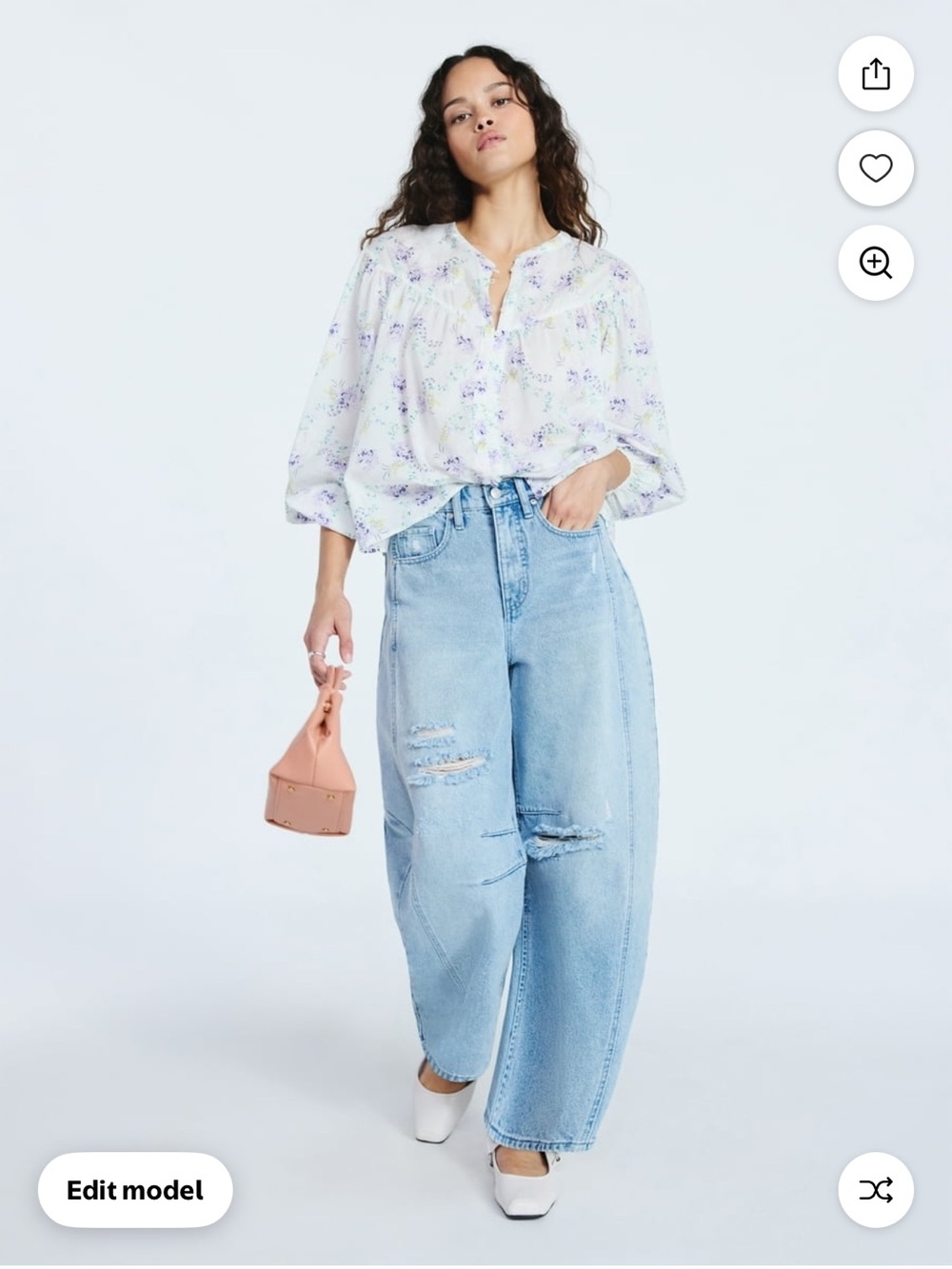 NWT L Scoop Women's Flowy Cotton floral Blouse